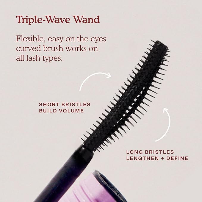 Tower 28 MakeWaves Mascara - Volumizing and Lash Lengthening Water-Resistant Mascara - No Clumping or Flaking - for Sensitive Eyes – Drift Brown-BrightBean Baby
