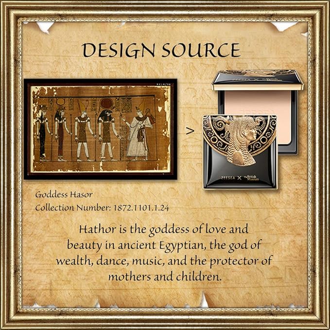 ZEESEA Pressed Powder The British Museum Egypt Series Long Lasting Oil Control Facial Finishing Brighten Setting Powder Multi-use Foundation (#00 Light Beige)-BrightBean Baby