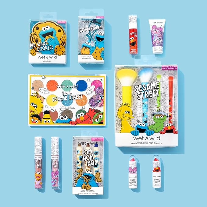 wet n wild Sesame Street Limited Edition PR Box - Makeup Set with Versatile Brushes, Vibrant Buildable & Blendable Palettes & Lip Glosses for Unique Looks, Cruelty-Free & Vegan-BrightBean Baby