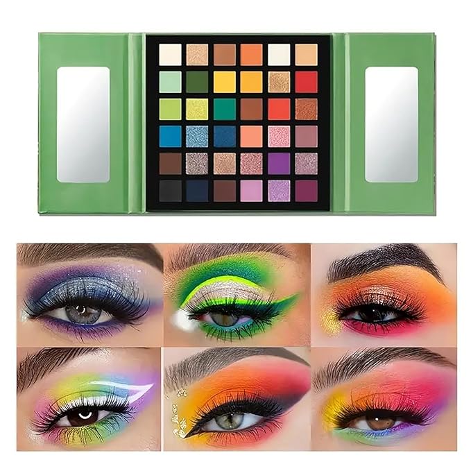 K'APEINE 36 Colors Eyeshadow Palette, Colorful Eyeshadows Palette Neon Shimmer Matte Glitter Eye Shadow High Pigmented Shadow Set Long Lasting Eye Makeup for Women-BrightBean Baby