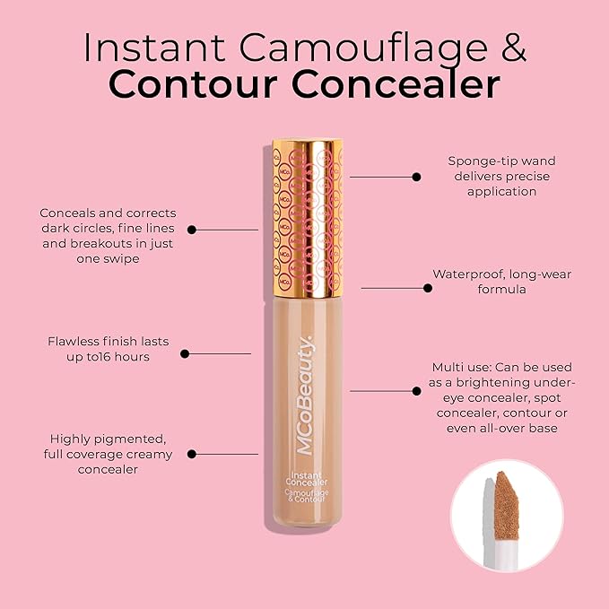 MCoBeauty Instant Concealer Camouflage & Contour, Medium Beige, Perfecting Contour with Flawless Coverage, Vegan, Cruelty Free Cosmetics-BrightBean Baby