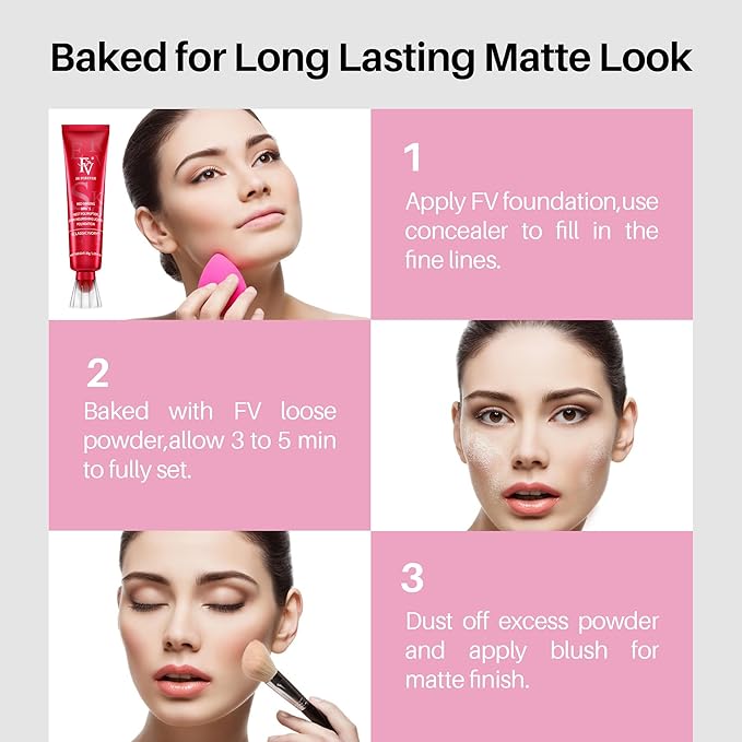 FV Translucent Loose Face Powder, Long Lasting & Lightweight Setting Powder with Matte Finish, Fine Powder for Natural Look, Minimizing Pores and Fine Lines Baking Powder 0.35oz (10g)-BrightBean Baby