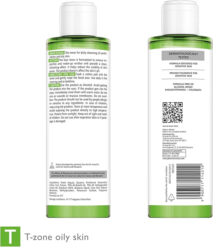 Normalizing Face Toner, Removes Makeup, Helps Refine Pores, Reduces Shine, Refresh & Balance, Sebum Control, for Oily & Sensitive Skin, Alcohol-Free, Puri-SEBOTONIQUE, 6.76 fl oz-BrightBean Baby