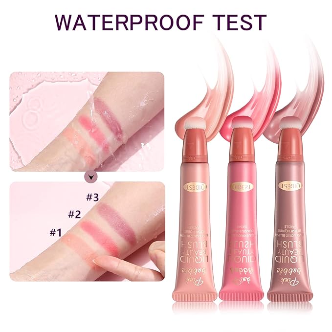 Liquid Blush Beauty Wand Matte Cream Blush Stick with Soft Cushion Applicator For Natural Cheek Tint Blendable Lightweight Long Lasting Dewy Finish makeup blush for Face(03 Plum Wine)-BrightBean Baby