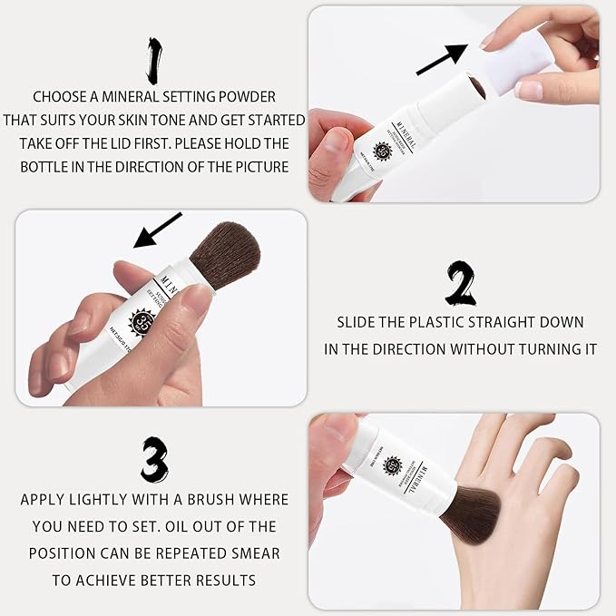 Mineral Sunscreen Setting Powder, SPF 35 Translucent Loose Powder, Mineral Brush Powder, Oil Control Natural Matte Finish, Lasting Lightweight Breathable for All Skin (#03 White)-BrightBean Baby