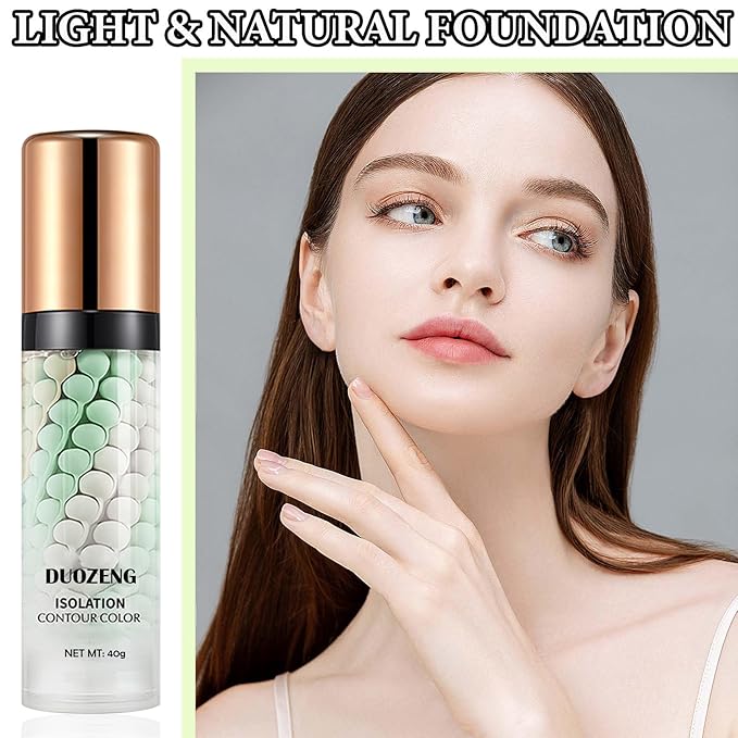 1 Pcs One Step Color Corrector,Natural Isolation Cream,Face Primer Makeup Tricolor Moisturizer,Oil Control & Moisturizing Skin Tone Correcting Primer Concealer Foundation Set B-BrightBean Baby