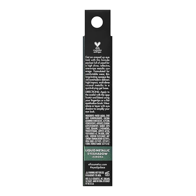 e.l.f. Liquid Metallic Eyeshadow, Quick-Drying, Long-Lasting, Gel-Based Formula For One-Swipe Pigmented Coverage, Vegan & Cruelty-Free, Aurora