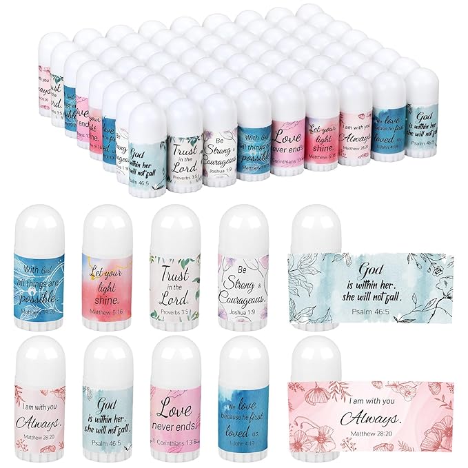72 Pcs Mini Lip Balm Bulk Gift, 8 Flavors, Christian Themed, Moisturizing for All Skin Types-BrightBean Baby