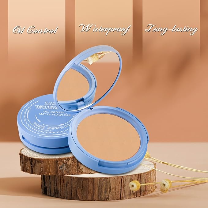Oil Control Face Powder, Matte Smooth Setting Powder, Waterproof Long-Lasting Setting Powder, Perfect Lightweight Face Makeup For Soft Focus Finish, Minimizes Fine Lines And Pores (Pure Beige)-BrightBean Baby