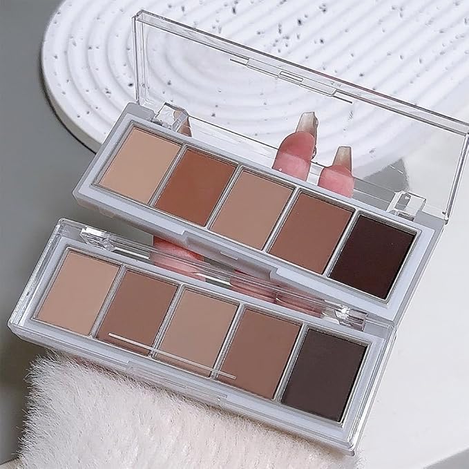 evpct 5 Colors Matte Nude Eye Shadow Palette Makeup for Older Women, Nude Brown Cocoa Taupe Ebony Matte Cream Smokey Mini Eyeshadow Palette for Blue Green Eyes, Contour Makeup Palettes sombras de ojos