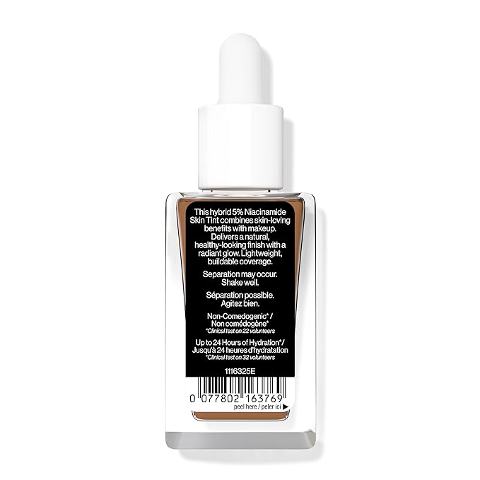 wet n wild Bare Focus Skin Tint, 5% Niacinamide Enriched, Buildable Sheer Lightweight Coverage, Natural Radiant Finish, Hyaluronic & Vitamin Hydration Boost, Cruelty-Free & Vegan - Deep-BrightBean Baby