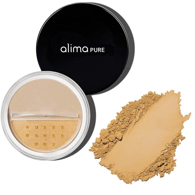 Alima Pure Matte Foundation Loose Mineral Powder Foundation Makeup, Loose Powder Makeup Oil Free Talc Free Powder, Natural Makeup Mineral Foundation Full Coverage Natural Foundation Powder .15 oz/4.5-BrightBean Baby