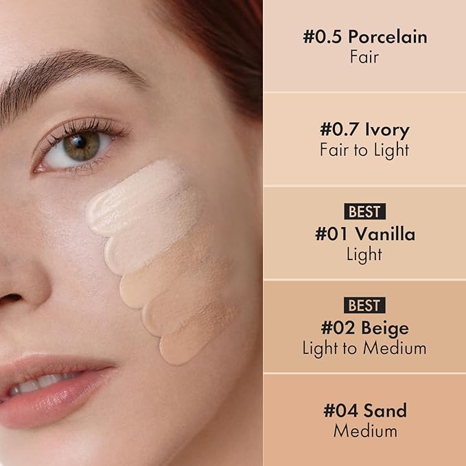 LUNA Long-Lasting Tip Concealer Cover-Fit (#0.5 Proclein) Full Coverage, for Under Eye Dark Circles, Fine Lines, Redness & Discoloration, Korean Makeup 0.26 Fl Oz-BrightBean Baby