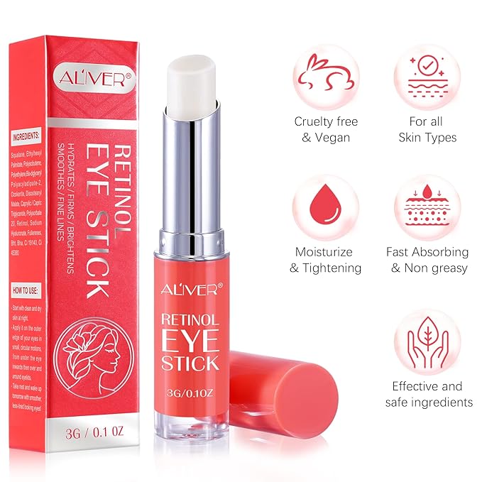 Retinol Eye Stick, Under Eye Cream Anti Aging Eye Brightener Stick, Retinol Brightening Eye Cream Retinol Eye Cream for Dark Circles and Puffiness, Wrinkles Hydrating Remove Eye Bags-BrightBean Baby