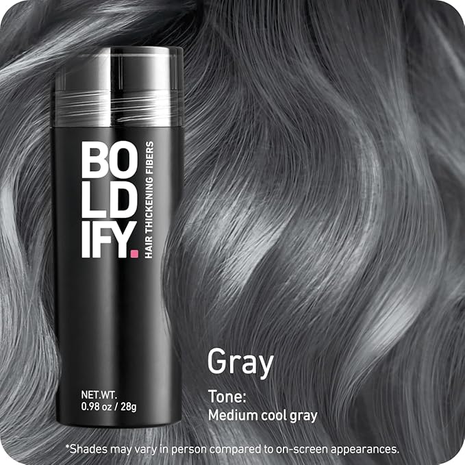 BOLDIFY Hair Fibers (28g) - Fill In Thinning and Fine Hair for an Instantly Fuller, Thicker Look - 14 Shades for Women & Men - Gray-BrightBean Baby