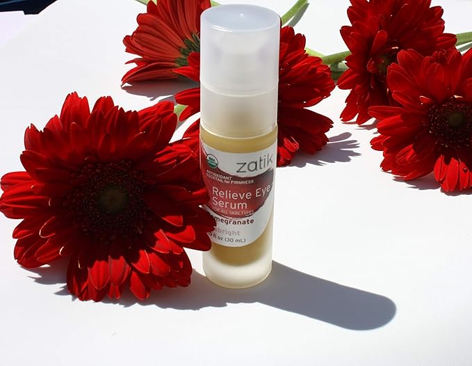 Zatik Naturals - Relieve Eye Serum with Pomegranate and Eyebright Antioxidant, USDA Certified Organic, Rekindle and Elevate Youthfulness Around Thin Areas of the Eyes, 1.0 fl oz, 30ml-BrightBean Baby