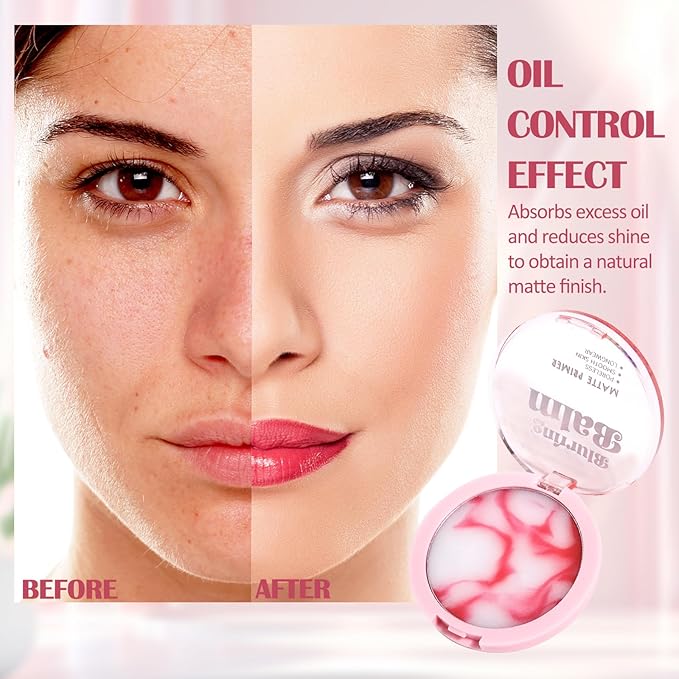 Oil Control Pressed Setting Powder, Matte Soft Jelly Texture Powder-free Face Powder, Long-Lasting Waterproof Pressed Powder Makeup, Flawless Lightweight Face Cosmetics - Pink-BrightBean Baby