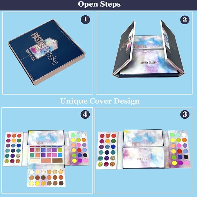 82 Vibrant Shades Makeup Palette - Matte, Shimmers, Glitters, Blush, Highlighter, Contour - Highly Pigmented Beauty Kit for Eye and Face - Perfect for Creating Bold and Unique Looks-BrightBean Baby