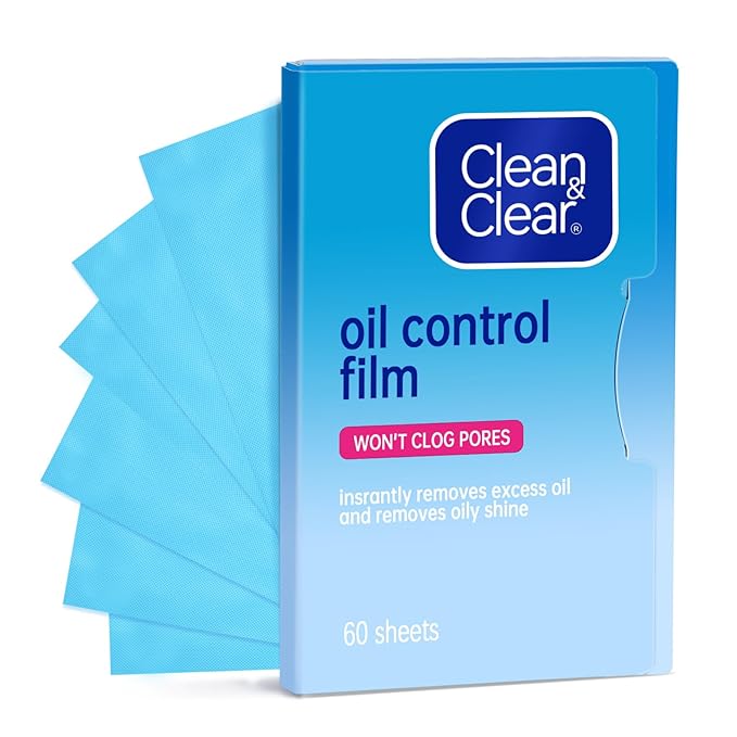 Oil Control Film, Oil Blotting Paper the Same Series with Clean & Clear Oil Absorbing Facial Sheets, 60 sheets Makeup Friendly High-performance Handy Face Blotting Paper for Oily Skin-BrightBean Baby