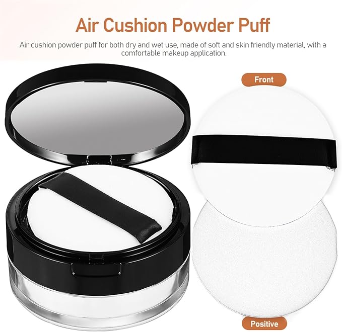 Beaupretty 2 Pieces Loose Powder Container with Puff Loose Powder Compact Case Empty Powder Case Reusable Plastic Empty Powder Case with Mirror (0.1/0.7 oz)-BrightBean Baby