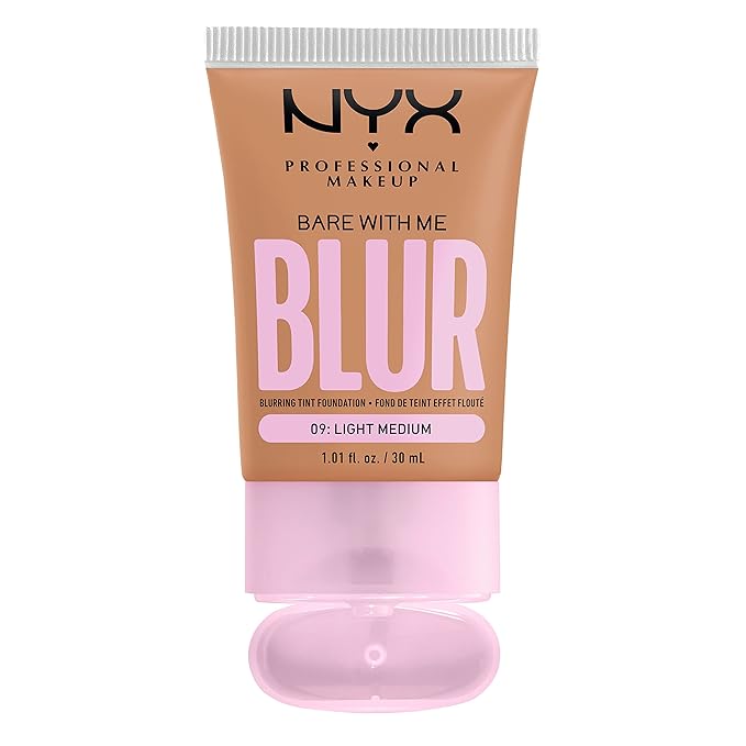 NYX PROFESSIONAL MAKEUP Bare With Me Blur Skin Tint Foundation Make Up with Matcha, Glycerin & Niacinamide - Light Medium-BrightBean Baby