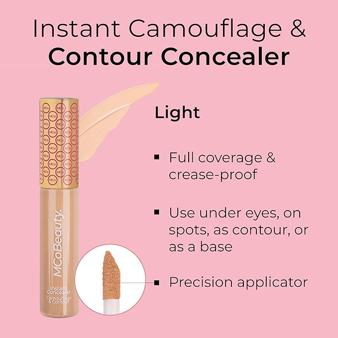 MCoBeauty Instant Concealer Camouflage & Contour, Light, Perfecting Contour with Flawless Coverage, Vegan, Cruelty Free Cosmetics-BrightBean Baby