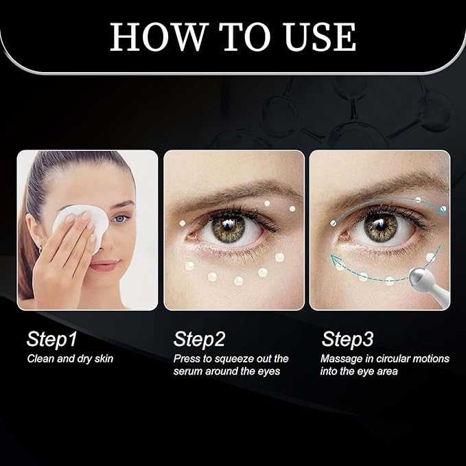 Eye Cream for Puffiness and Bags Under Eyes, Under Eye Cream for Dark Circles, Eye Roller for Puffy Eyes, Caffeine Eye Serum with 360°Massage Ball Reduce Wrinkles and Fine Lines-BrightBean Baby