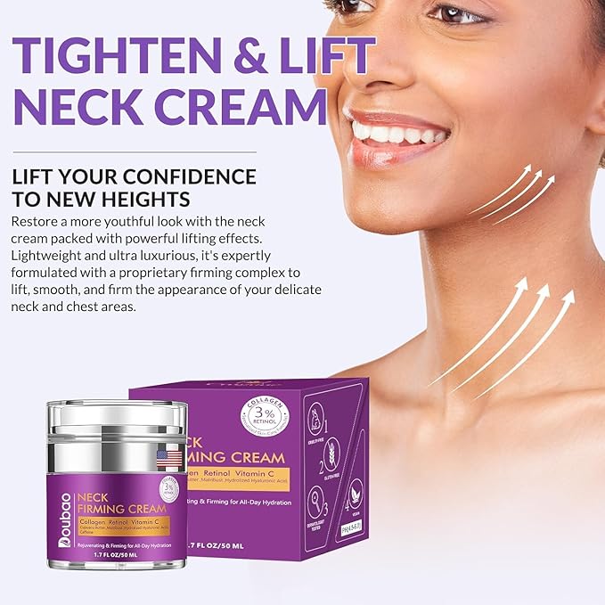 Advanced Neck Firming Cream – 3% Retinol & Hyaluronic Acid for Wrinkle Reduction, Lifting & Skin Tightening – Anti-Aging Moisturizer for Face, Neck & Décolleté – Deep Hydration, 1.7 FL OZ-BrightBean Baby