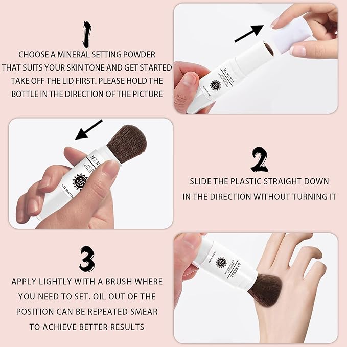 Mineral Sunscreen Setting Powder, SPF 35 Translucent Loose Powder, Mineral Brush Powder, Oil Control Natural Matte Finish, Lasting Lightweight Breathable for All Skin (#04 Pink Complexion)-BrightBean Baby