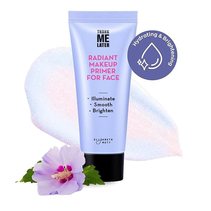 Elizabeth Mott Thank Me Later Radiant Face Primer - Illuminating & Hydrating Makeup Base with Niacinamide for Dewy Skin - Long-Lasting, Oil-Free Formula, Lightweight & Cruelty-Free, 30g-BrightBean Baby