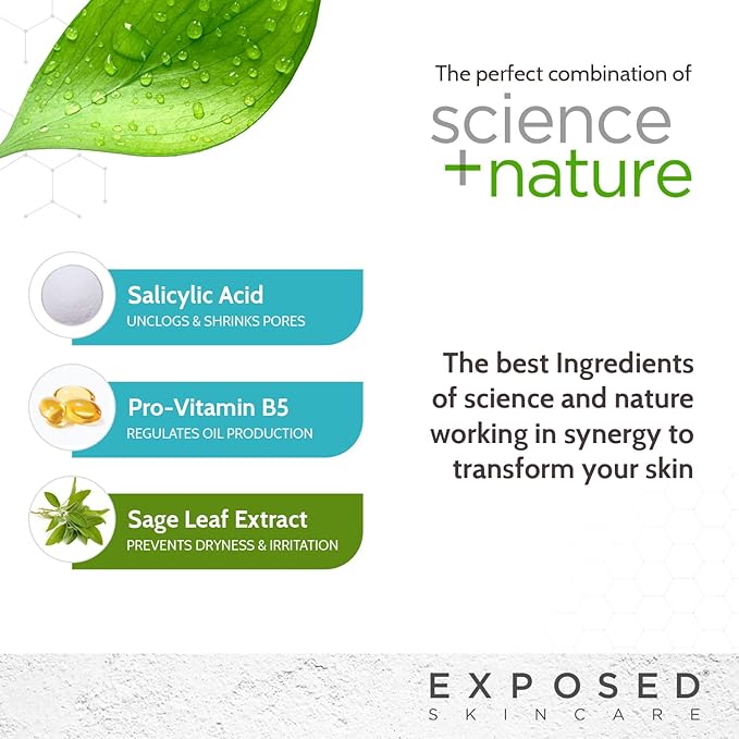 Exposed Skin Care Acne Facial Cleanser - Gentle Face Wash with Salicylic Acid for Acne Prone Skin - Pore Clarifying Acne Treatment for All Ages, Skin Types-BrightBean Baby