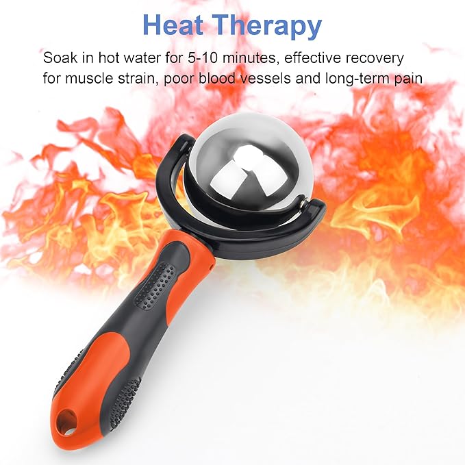 Cold Massage Roller Ball, Cold Therapy Relief, Portable Fitness Ice Roller Ball with Handle, Great Tool for Back/Neck Pain (Orange)-BrightBean Baby