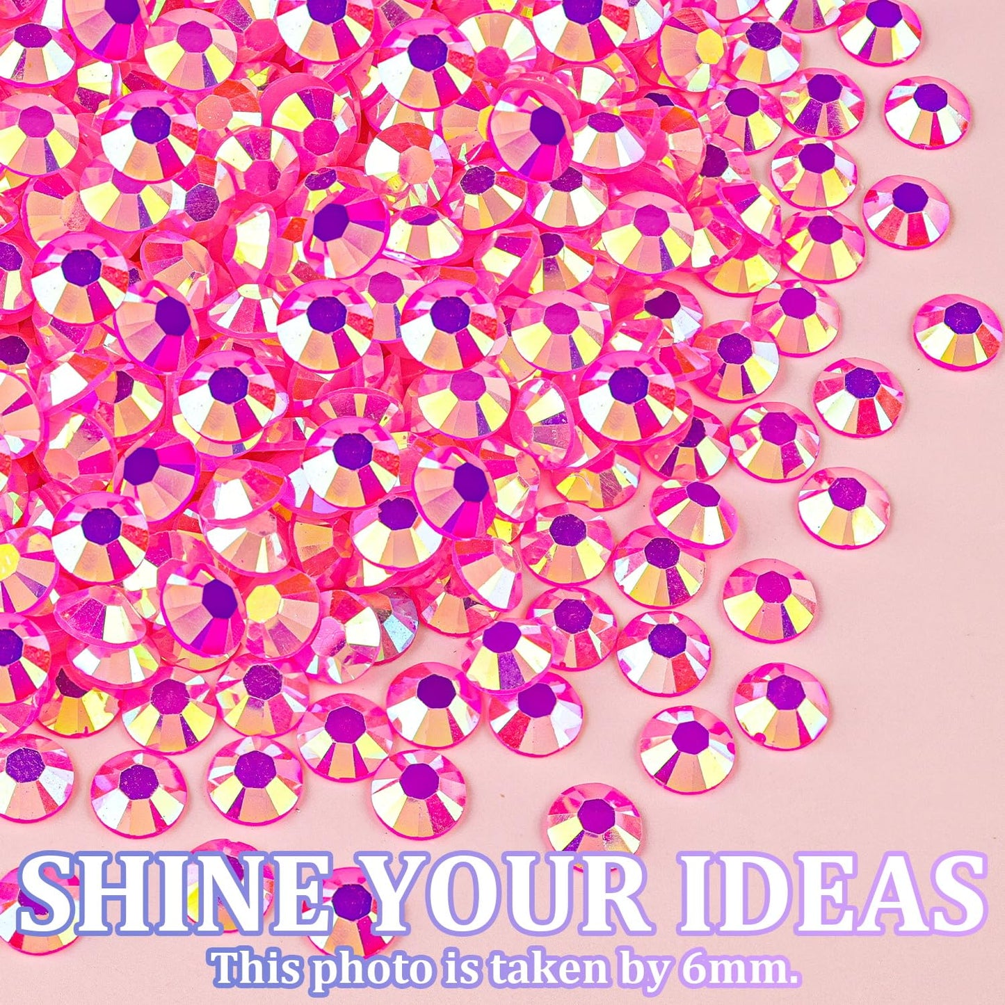 25000Pcs Resin Jelly Rhinestones with Tweezers for Crafting, Hot Pink AB 2-6mm Mixed Sizes Non Hotfix Flatback Gems, Bedazzling Crystal for DIY Crafts Clothing Tumblers Mugs Shoes Decor Nail Art-BrightBean Baby
