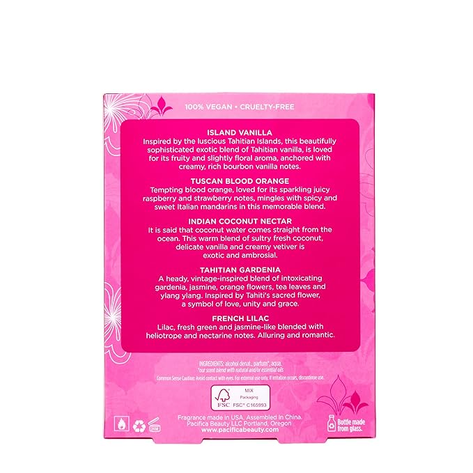 Pacifica Beauty Wanderlust & Moon Moods Perfume Set, Travel Fragrances, Island Vanilla, French Lilac, Clean Vegan Perfume, 0.05 fl oz Each (Set of 10)-BrightBean Baby