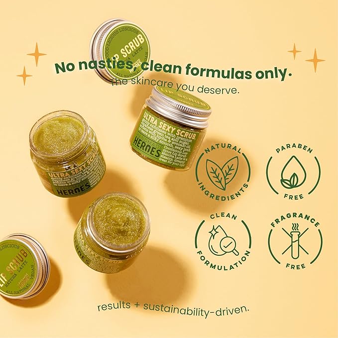Handmade Heroes Matcha Latte Lip Scrub 1oz | 100% Natural Vegan Skin Care | Deep Conditioning Lip Scrub for Dry Lips with Jojoba Oil Avocado Oil | Natural Lightening Lip Exfoliator & Lip Plumper-BrightBean Baby