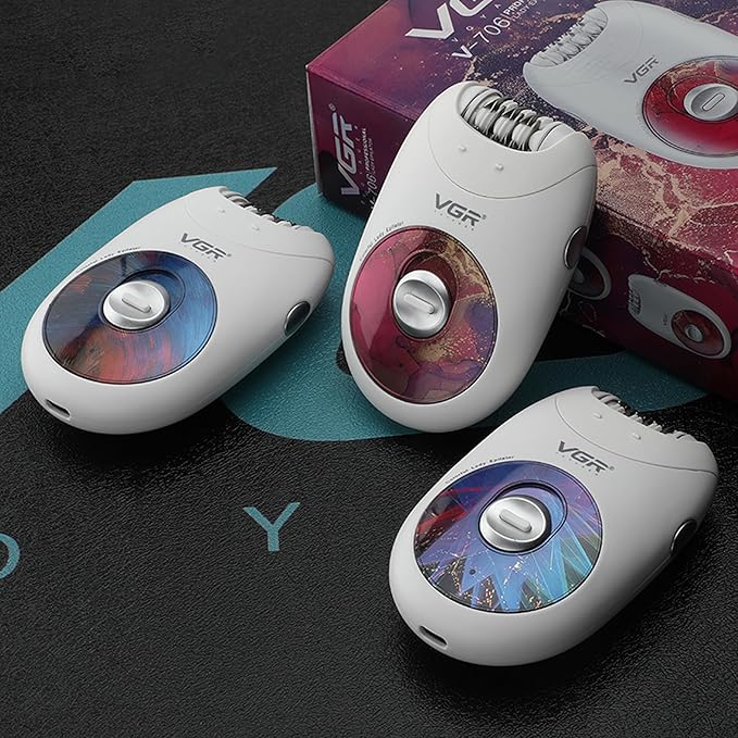 VGR 706 Professional Epilator for Women,Portable Cordless Smooth Glide Hair Removal Device for Legs, Underarm, Back,Full-Body Epilator with 18 Tweezers System, 2 Speeds Hair Removal with Silent Design-BrightBean Baby