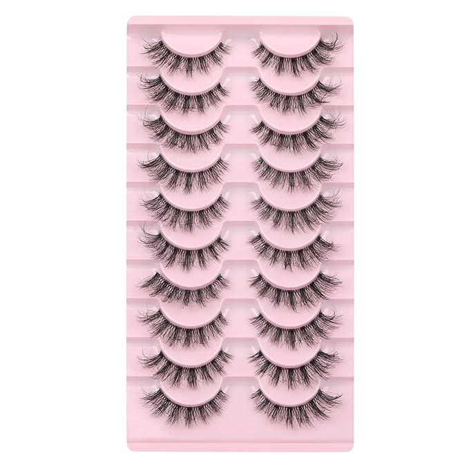 FANXITON Mink Lashes with Clear Band 15 MM 10 Pairs Cat-Eye Lashes Natural Look False Eyelashes Pack Wispy Eyelashes 3D Faux Mink Eyelashes-BrightBean Baby