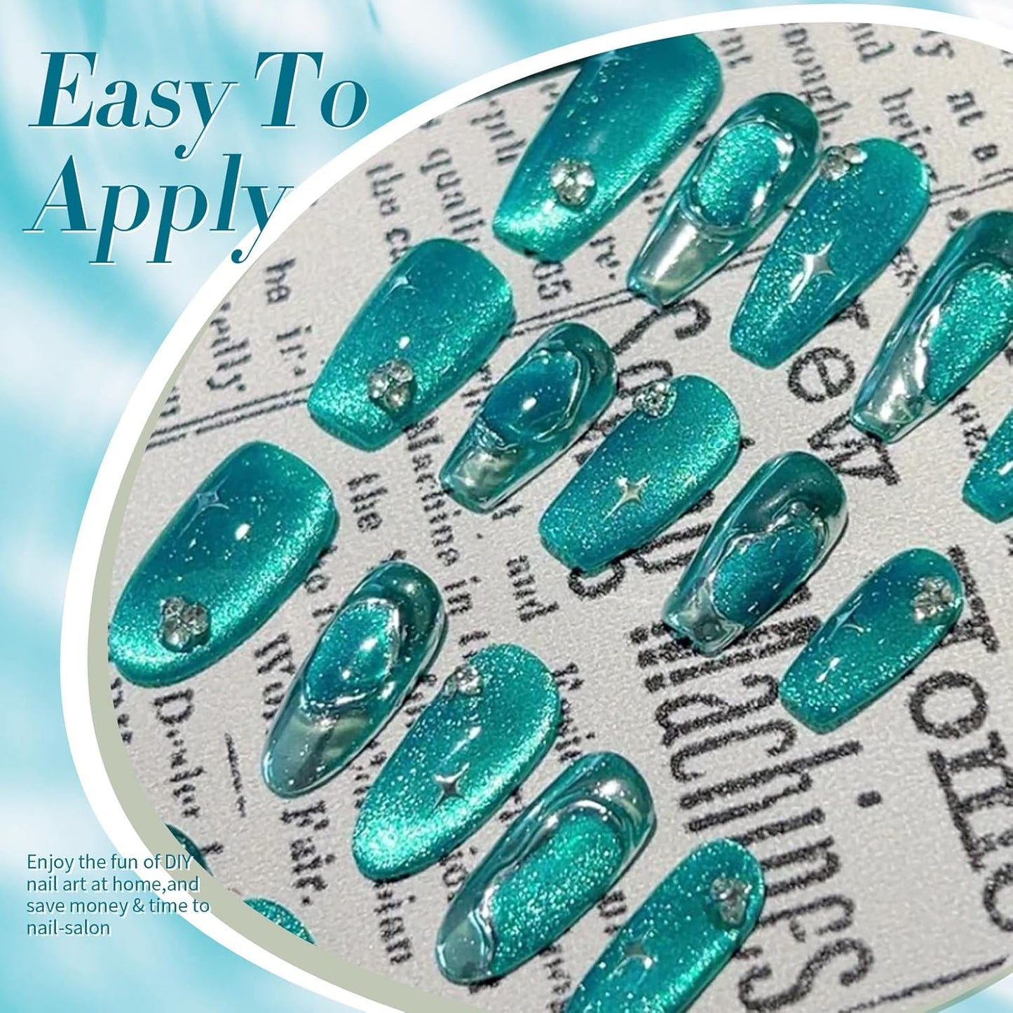 BORN PRETTY Cat Magnetic Eye Gel Nail Polish, Blue Melbourne Glitter Cat Magnetic Gel Nail Polish, Holographic Magnetic Nail Polish for Nail Art Manicure Salon DIY at Home 15ML-BrightBean Baby