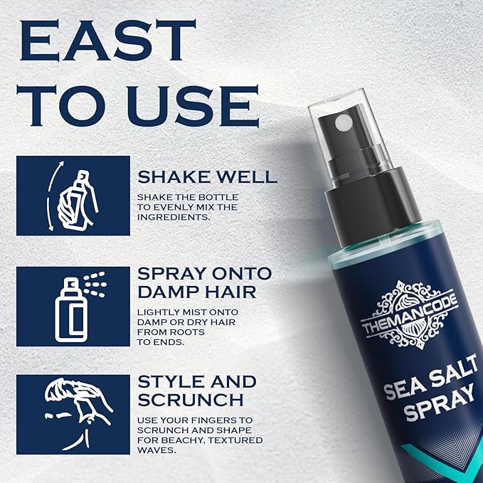 Sea Salt Spray for Men, Travel Essentials, Beach Vacation Essentials, Travel Size Beachy Hair Texturizing Hairspray, Surf Spray Adds Instant Volume, Men Gift Ideas, 3.38 fl oz-BrightBean Baby