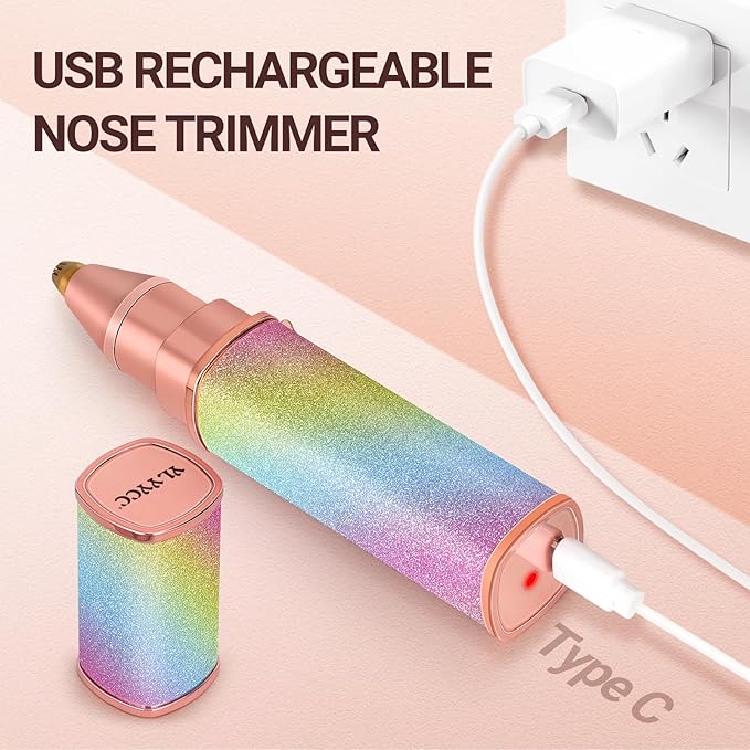 Facial Hair Removal for Women, Electric 2 in 1 Face Shaver and Eyebrow Trimmer, Rechargeable Nose Hair Trimmer for Women, Face Razor with Built-in LED Light