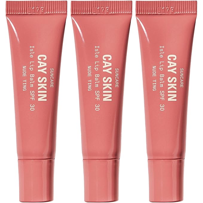 Cay Skin Isle Lip Balm SPF 30 – High Shine, Hydrating + Sheer Lip Gloss in Vanilla Brown Sugar Flavor – Formulated with Natural Ingredients for All Skin Tones – 3-Pack, Nude Ting-BrightBean Baby