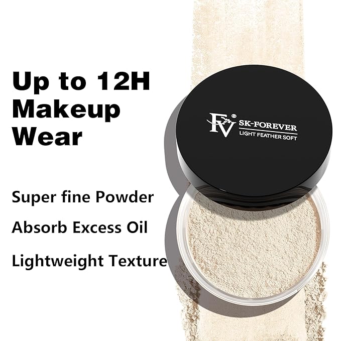 FV Baking Powder, Lightweight Loose Smooth Ivory Setting Powder Highlighter Poreless Longwearing Matte Waterproof Oil Absorb Makeup Powder for Setting with No Flashback 0.35oz(10g)-BrightBean Baby