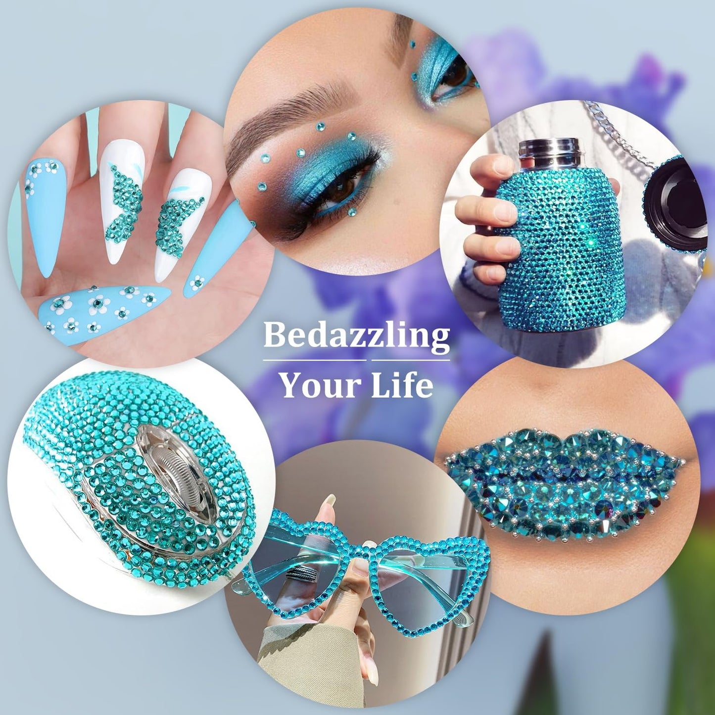 Resin Rhinestones for Crafting, 1 Box Lake Blue Multi Sizes Flatback Bedazzling Crystals for Crafts Nail Art Deco, Non Hotfix Gems Charms for Tumbler Shoes Clothing Fabric Face Makeup-BrightBean Baby