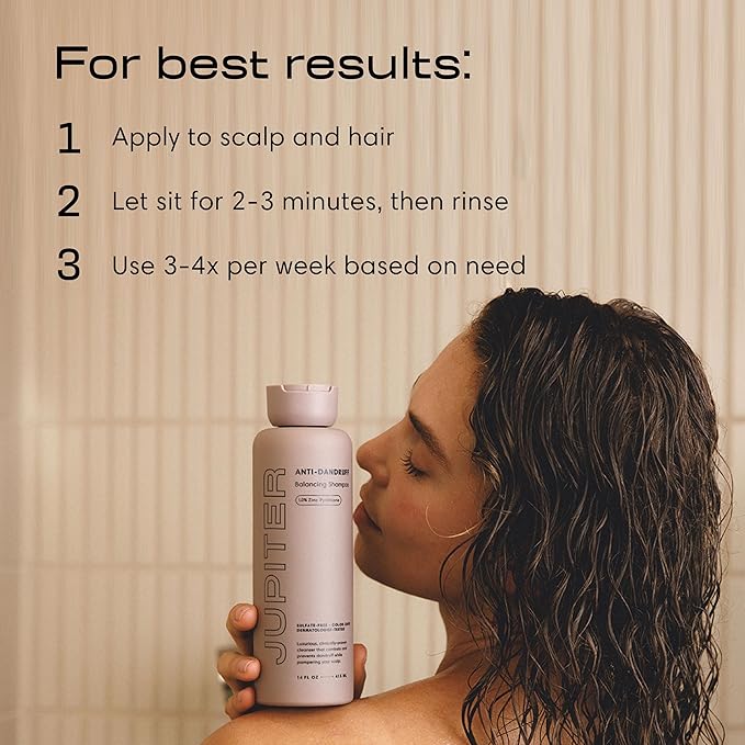 Jupiter Balancing Anti Dandruff Shampoo Duo, for Women & Men, Physician-Formulated for Flaky, Itchy, Oily, Dry Scalp, & Paraben-Free, Anti-Dandruff Shampoo with Zinc, 2 pack, 14 fl oz ea-BrightBean Baby