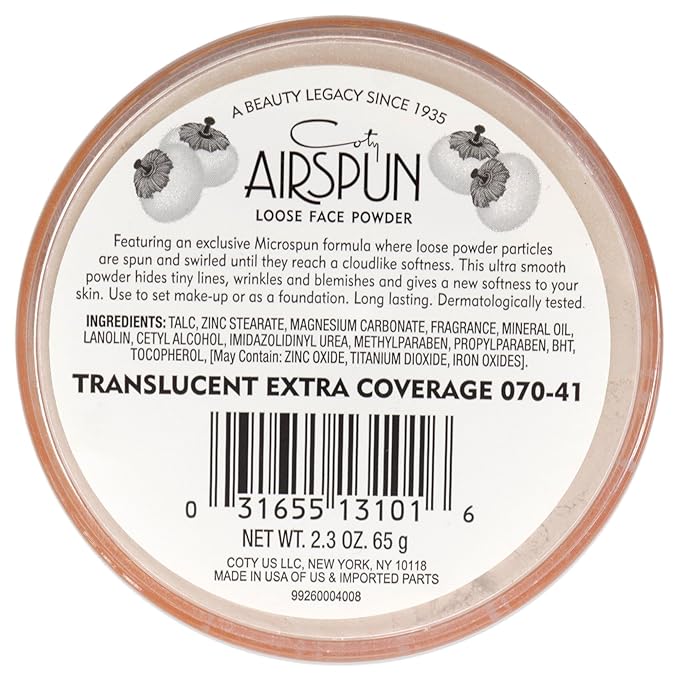 Coty Airspun Face Powder, Translucent Extra Coverage, 2.3 Ounce, Pack of 1-BrightBean Baby