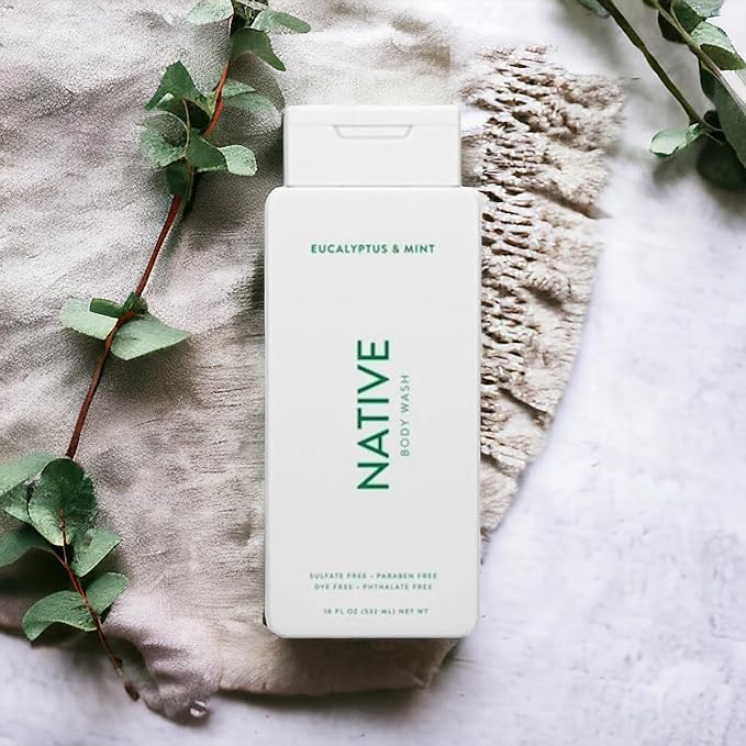 Native Body Wash Contains Naturally Derived Ingredients | For Women & Men, Sulfate, Paraben, & Dye Free Leaving Skin Soft and Hydrated | Eucalyptus & Mint 18 oz - 2 Pk-BrightBean Baby