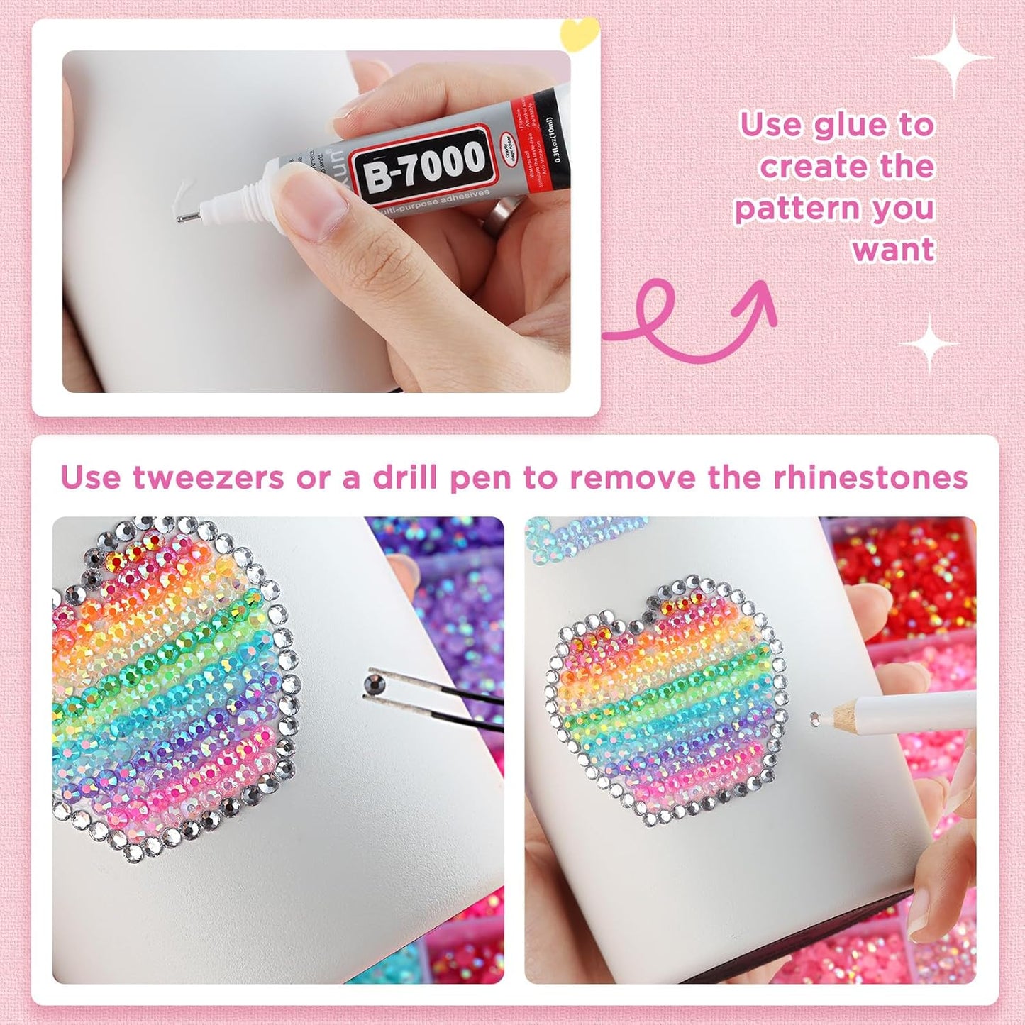 Zefy 40 Colors Resin Jelly Rhinestones for Bedazzling, 3mm 32000 Pcs Flatback Gems for Crafting, Bedazzling Kit with 3Pcs B7000 Glue for Clothing Shoes Nail Book Diamond Art-BrightBean Baby