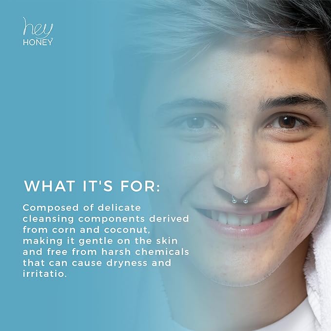 Hey Honey Skincare Be Clear Acne Routine | Daily Active Cleansing Face Wash | Youth & Young Adults, Blemishes Prone | Propolis & Gentle Exfoliating Acids | Fast & Long Lasting Oil Control | 5 fl oz-BrightBean Baby