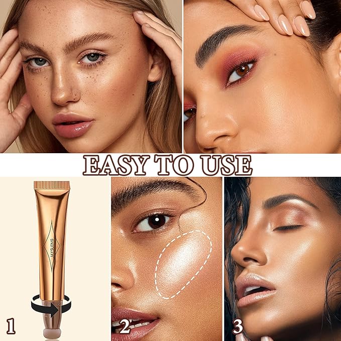 Liquid Contour Beauty Wand,Stick with Cushion Applicator,Cream Contour,Long Lasting Smoothly Moisturizng Silky Contour Stick High gloss stick-BrightBean Baby