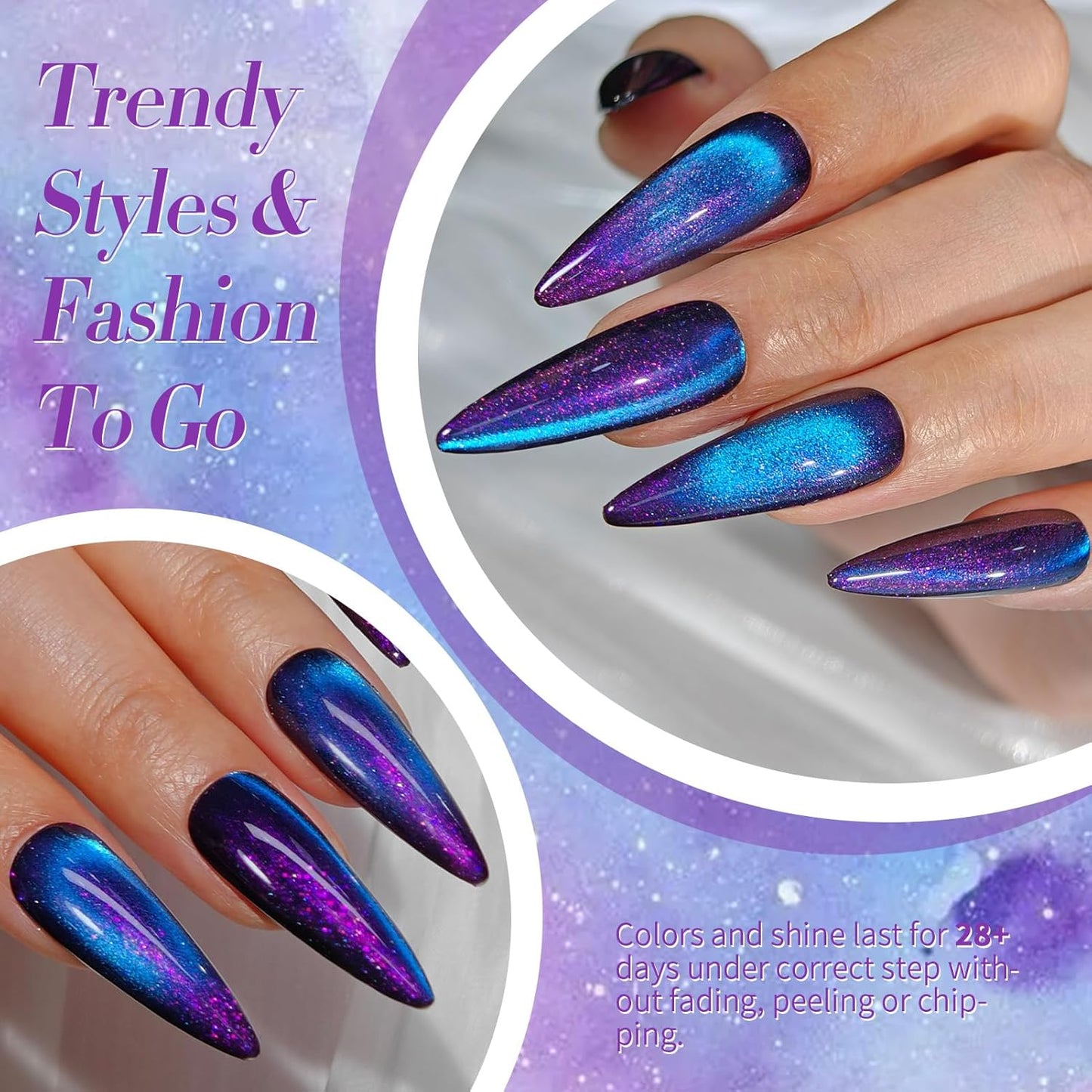 BORN PRETTY Cat Magnetic Eye Gel Nail Polish,Night Purple Magnetic Gel Polish Blueberry Cat Magnetic Eye Gel Manicure Nail Art DIY 15ml-BrightBean Baby